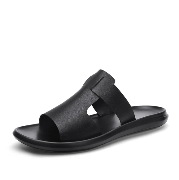 MEN'S GENUINE LEATHER STRIPED FRONT SLIPPERZ - Picture 12 of 16